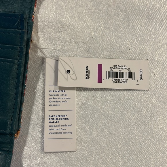 Paisley 3part wallet. Clasp-closure. 2 windows. Zipped back-side.Gold bar front. - Picture 5 of 5